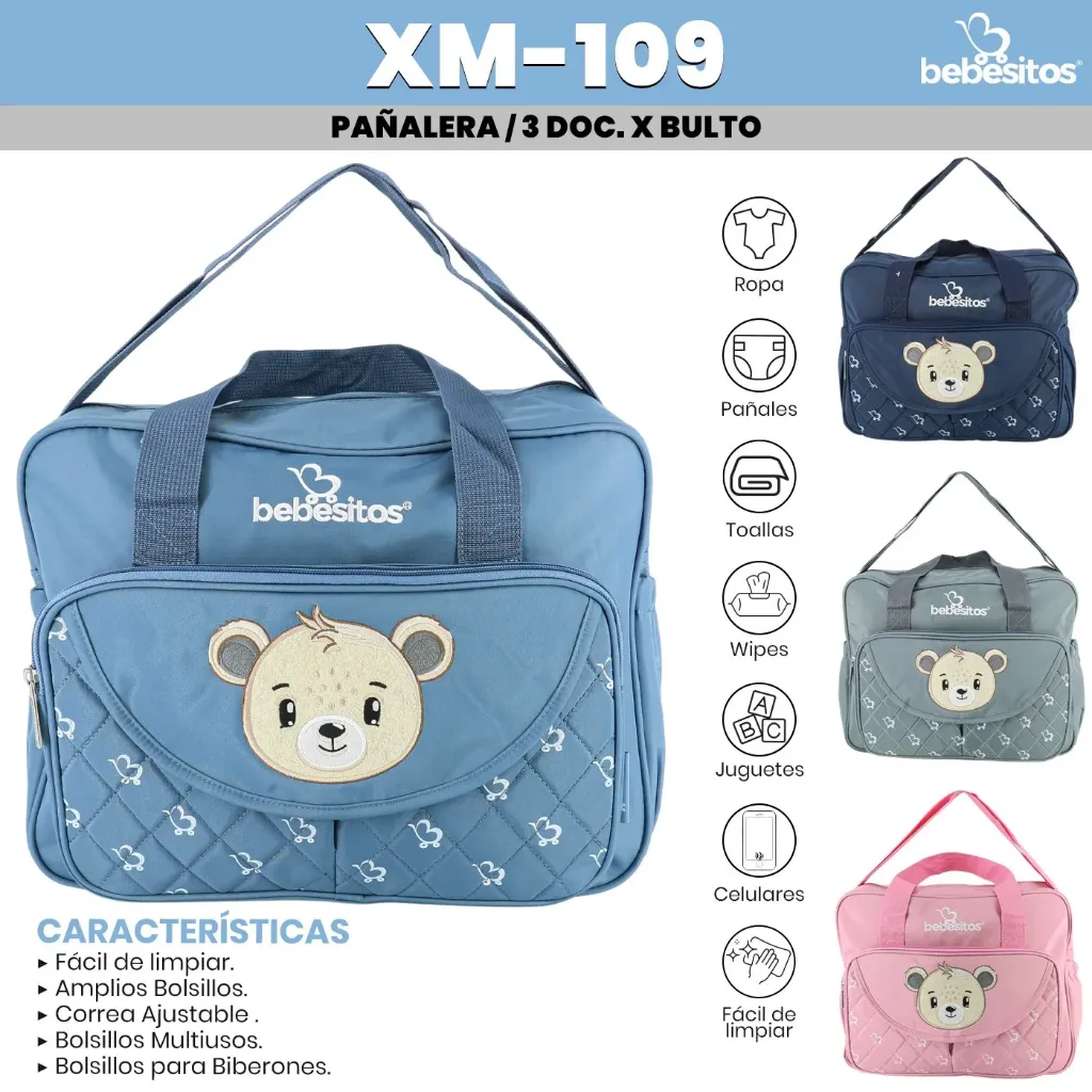  XM-109 PAÑALERA OSITO ESTAMPADA