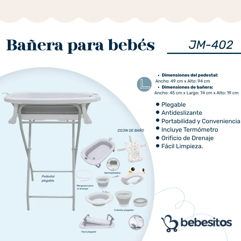  JM-402 BAÑERA PLEGABLE GRIS 