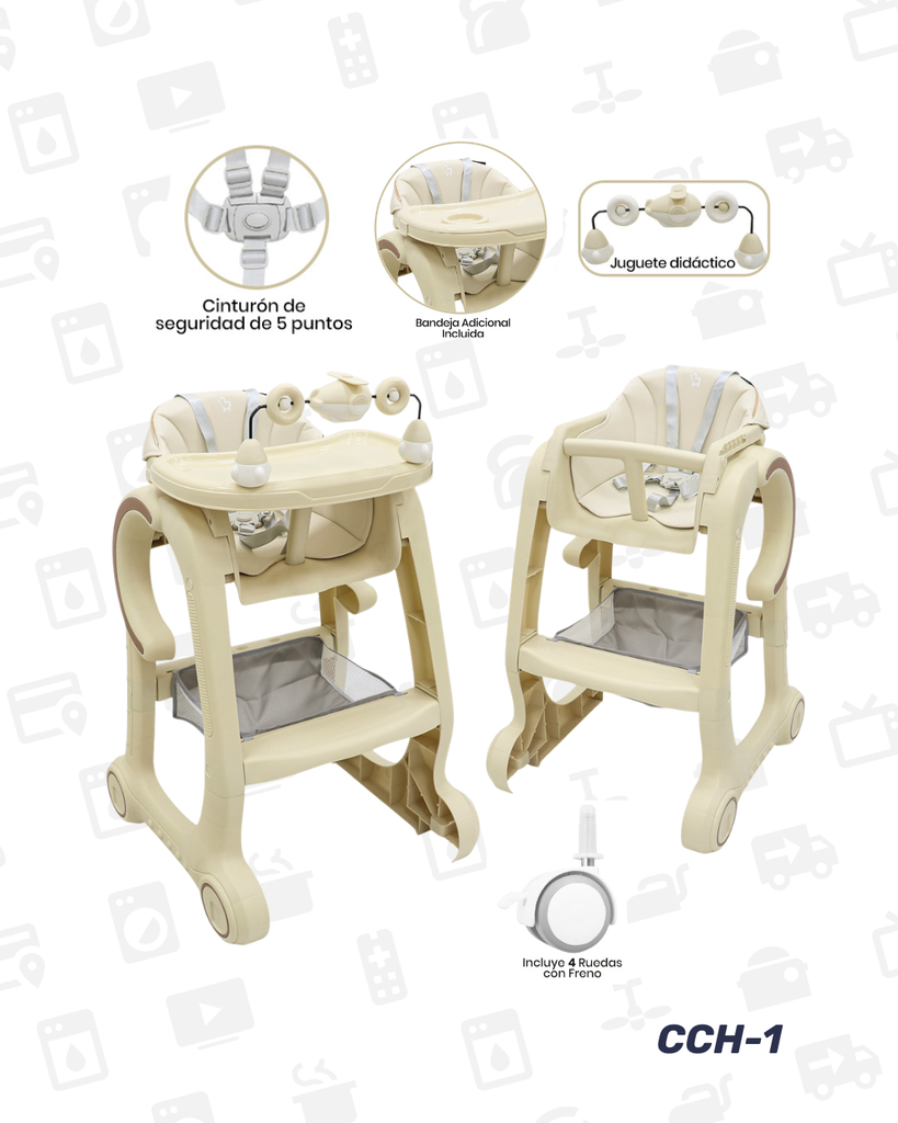 CCH-1 SILLA DE COMER BEIGE 2 EN 1 X 1