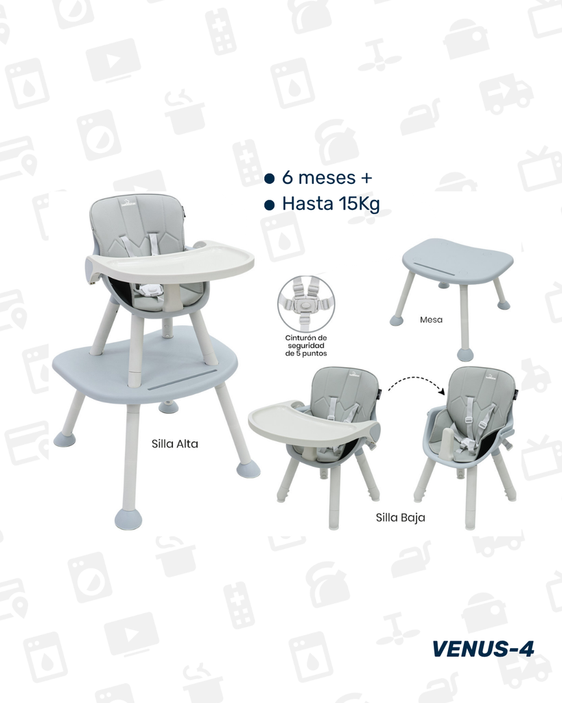 VENUS-4 SILLA DE COMER GRIS 3 EN 1