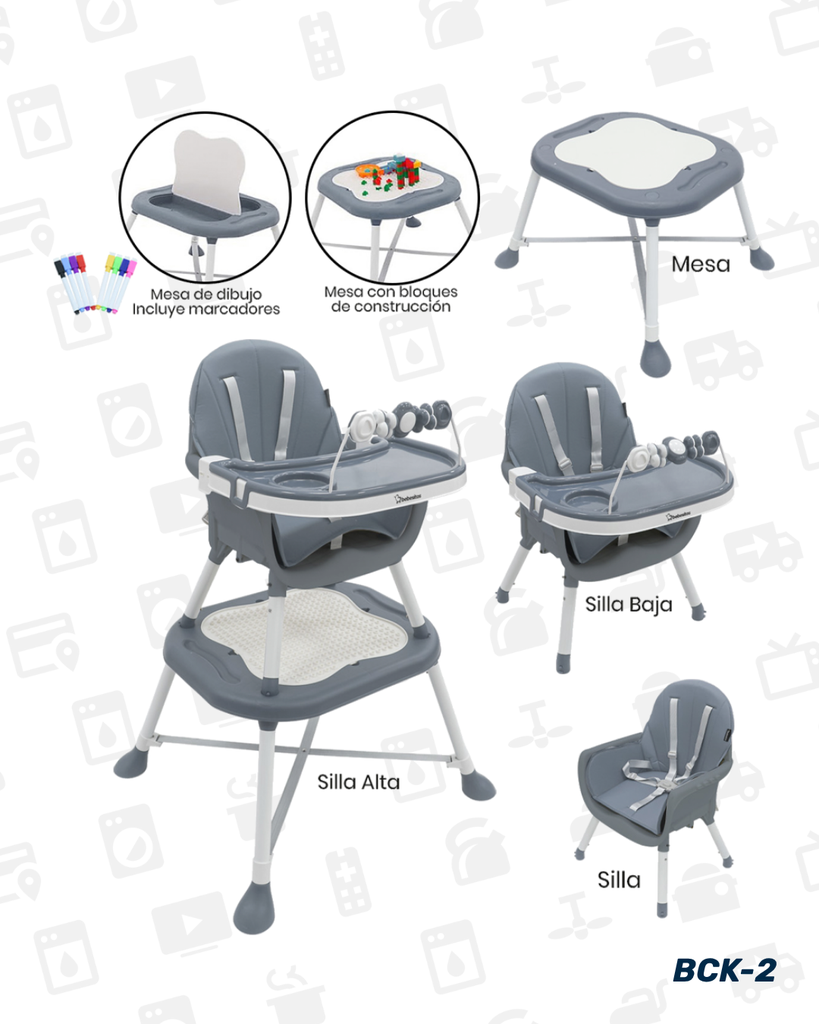 BCK-2 SILLA DE COMER GRIS 5 EN 1 